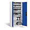 C+P Comfort acculaadkast met massieve plaatstalen deuren, H 1950 x B 930 x D 500 mm, lichtgrijs/ gentiaanblauw