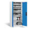 C+P Comfort acculaadkast met massieve plaatstalen deuren, H 1950 x B 930 x D 500 mm, lichtgrijs/lichtblauw