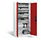 C+P Comfort acculaadkast met massieve plaatstalen deuren, H 1950 x B 930 x D 500 mm, lichtgrijs/ruinrood