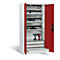 C+P Comfort acculaadkast met massieve plaatstalen deuren, H 1950 x B 930 x D 500 mm, lichtgrijs/ruinrood