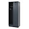 Dark grey locker with open compartment, clothes rail and door.