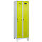 C+P Evolo Plus garderobekast, 2 vakken, 300 mm breed, met poten, veiligheidsdraaistang, B 600 x D 500 x H 1950 mm, lichtgrijs/kleedgroen