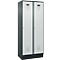 C+P Evolo Plus garderobekast, 2 vakken, 400 mm vakbreedte, met plint, rechts scharnierend, B 800 x D 500 x H 1950 mm, cilinder, antracietgrijs/lichtgrijs