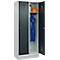 C+P Evolo Plus garderobekast, 2 vakken, 400 mm vakbreedte, met plint, rechts scharnierend, B 800 x D 500 x H 1950 mm, cilinder, lichtgrijs/antracietgrijs