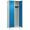 C+P Evolo Plus garderobekast, 2 vakken, 400 mm vakbreedte, met poten, rechts scharnierend, soft-close, inbraakwerend, B 800 x D 500 x H 1950 mm, cilinderslot, lichtgrijs RAL 7035/lichtblauw RAL 5012