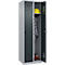 C+P Evolo Plus garderobekast, 2 vakken, rechts scharnierend, veiligheidsslot, soft-close, B 600 x D 500 x H 1850 mm, alu wit/antracietgrijs