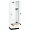 C+P Evolo Plus garderobekast, 2 vakken van elk 300 mm breed, sokkel, zwevende bank, B 600 x D 815 x H 1950 mm, draaigrendel, verkeerswit/verkeerswit