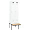 C+P Evolo Plus garderobekast, 2 vakken van elk 300 mm breed, zwevende bank, B 600 x D 815 x H 2120 mm, cilinder, verkeerswit/verkeerswit