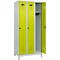 C+P Evolo Plus garderobekast, 3 vakken, 300 mm vakbreedte, met voeten, draaischroef, B 900 x D 500 x H 1950 mm, lichtgrijs/kleedgroen