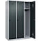 C+P Evolo Plus garderobekast, 3 vakken, 400 mm breed, draaigrendel, soft-close, B 1.200 x D 500 x H 1.850 m, blank aluminium/antracietgrijs