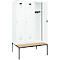 C+P Evolo Plus garderobekast, 3 vakken, 400 mm vakbreedte, met bank eronder, B 1200 x D 815 x H 2120 mm, cilinder, verkeerswit/verkeerswit