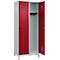 C+P Evolo Plus kledingkast, 2 vakken, 400 mm vakbreedte, met poten, rechts scharnierend, soft-close, inbraakwerend, B 800 x D 500 x H 1950 mm, veiligheidsslot met draaigrendel, lichtgrijs RAL 7035/ruwe rood RAL 3003