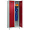C+P Evolo Plus kledingkast, 2 vakken, 400 mm vakbreedte, met poten, rechts scharnierend, soft-close, inbraakwerend, B 800 x D 500 x H 1950 mm, veiligheidsslot met draaigrendel, lichtgrijs RAL 7035/ruwe rood RAL 3003