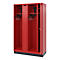 C+P Feuerwehrspind Evolo, Modell KOMBI, 4 Abteile, H 1950 x B 1200 x T 500 mm, Sockel, feuerrot RAL 3000