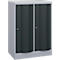 C+P Garderobenschrank Resisto, 2 Abteile, 2 Fächer, B 772 x T 540 x H 1077 mm, Weißalu/Anthrazitgrau
