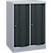 C+P Garderobenschrank Resisto, 2 Abteile, 2 Fächer, B 772 x T 640 x H 1077 mm, Weißalu/Anthrazitgrau