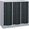 C+P Garderobenschrank Resisto, 3 Abteile, 3 Fächer, B 1148 x T 540 x H 1077 mm, Weißalu/Anthrazitgrau