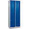 C+P Garderobenspind Resisto, 2 Abteile, 4 Fächer, B 772 x T 540 x H 1950 mm, Weißalu/Enzianblau
