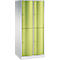 C+P Garderobenspind Resisto, 2 Abteile, 4 Fächer, B 772 x T 640 x H 1950 mm, Lichtgrau/Clowngrün