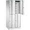 C+P Garderobenspind Resisto, 2 Abteile, 4 Fächer, B 772 x T 640 x H 1950 mm, Lichtgrau/Clowngrün