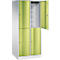 C+P Garderobenspind Resisto, 2 Abteile, 4 Fächer, B 772 x T 640 x H 1950 mm, Lichtgrau/Enzianblau