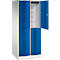 C+P Garderobenspind Resisto, 2 Abteile, 4 Fächer, B 772 x T 640 x H 1950 mm, Lichtgrau/Enzianblau