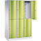 C+P Garderobenspind Resisto, 3 Abteile, 6 Fächer, B 1148 x T 540 x H 1950 mm, Lichtgrau/Clowngrün