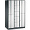 C+P Kombi-Schließfachschrank Resisto, 3 Abteile, 9 Fächer, B 1148 x T 640 x H 1950 mm, Anthrazitgrau/Lichtgrau
