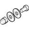 Exploded view van schroeven en ringen bestemd voor een mechanische assemblage.