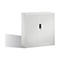 White filing cabinet with ribbed doors, black handle, and shadow.