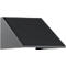 Hotte aspirante gris foncé avec surface inclinée. La forme rectangulaire a une face avant légèrement inclinée.