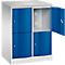 C+P Resisto lockerkast, 2 vakken, 4 vakken, B 772 x D 540 x H 1077 mm, lichtgrijs/ gentiaanblauw