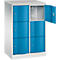 C+P Resisto lockerkast, 2 vakken, 6 vakken, B 772 x D 540 x H 1255 mm, lichtgrijs/ gentiaanblauw