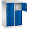 C+P Resisto lockerkast, 2 vakken, 6 vakken, B 772 x D 640 x H 1255 mm, lichtgrijs/ gentiaanblauw