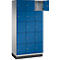 Blauer Spind mit geöffneter Tür.