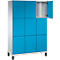 C+P Schließfachschrank Cambio, 3 Abteile, 9 Fächer, auf Füßen, B 1200 x T 525 x H 1980 mm, lichtgrau/lichtblau