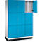 C+P Schließfachschrank Cambio, 3 Abteile, 9 Fächer, mit Sockel, B 1200 x T 525 x H 1980 mm, lichtgrau/lichtblau