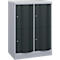 C+P Schließfachschrank Resisto, 2 Abteile, 4 Fächer, B 772 x T 540 x H 1077 mm, Weißalu/Anthrazitgrau