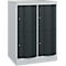 C+P Schließfachschrank Resisto, 2 Abteile, 4 Fächer, B 772 x T 640 x H 1077 mm, Lichtgrau/Anthrazitgrau