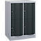 C+P Schließfachschrank Resisto, 2 Abteile, 4 Fächer, B 772 x T 640 x H 1077 mm, Weißalu/Anthrazitgrau