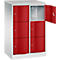 C+P Schließfachschrank Resisto, 2 Abteile, 6 Fächer, B 772 x T 540 x H 1255 mm, Lichtgrau/Anthrazitgrau
