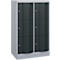 C+P Schließfachschrank Resisto, 2 Abteile, 6 Fächer, B 772 x T 540 x H 1255 mm, Weißalu/Anthrazitgrau