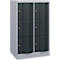 C+P Schließfachschrank Resisto, 2 Abteile, 6 Fächer, B 772 x T 640 x H 1255 mm, Weißalu/Anthrazitgrau
