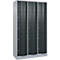C+P Schließfachschrank Resisto, 3 Abteile, 15 Fächer, B 1148 x T 540 x H 1950 mm, Weißalu/Anthrazitgrau