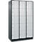 C+P Schließfachschrank Resisto, 3 Abteile, 15 Fächer, B 1148 x T 640 x H 1950 mm, Anthrazitgrau/Lichtgrau