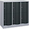 C+P Schließfachschrank Resisto, 3 Abteile, 6 Fächer, B 1148 x T 540 x H 1077 mm, Weißalu/Anthrazitgrau