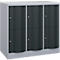 C+P Schließfachschrank Resisto, 3 Abteile, 6 Fächer, B 1148 x T 640 x H 1077 mm, Weißalu/Anthrazitgrau