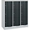 C+P Schließfachschrank Resisto, 3 Abteile, 9 Fächer, B 1148 x T 540 x H 1255 mm, Lichtgrau/Anthrazitgrau