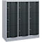 C+P Schließfachschrank Resisto, 3 Abteile, 9 Fächer, B 1148 x T 540 x H 1255 mm, Weißalu/Anthrazitgrau