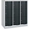 C+P Schließfachschrank Resisto, 3 Abteile, 9 Fächer, B 1148 x T 640 x H 1255 mm, Lichtgrau/Anthrazitgrau